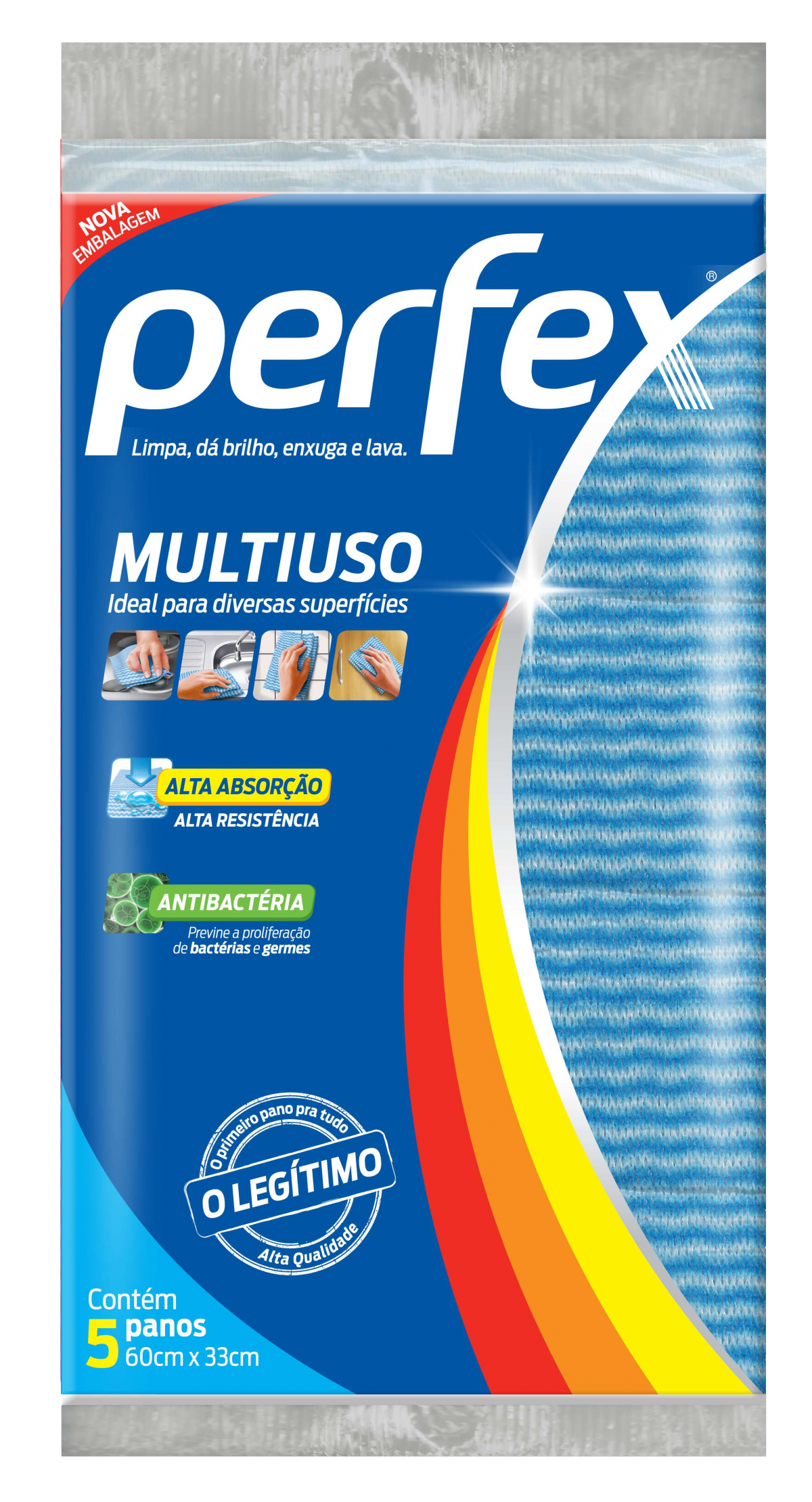 Pano Azul Perfex Antibac. F Flex 1x5UN – Fornecedor: Ypê